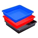 Wonder Exel Small Rectangular Multipurpose Organising &amp; Storage Plastic Tray, Set of 3, Multicolour, Standard (EXCELSMALL) (Mix) (Red Blue Brown)