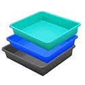Wonder Exel Small Rectangular Multipurpose Organising &amp; Storage Plastic Tray, Set of 3, Multicolour, Standard (EXCELSMALL) (Mix) (Green Blue Grey)