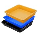 Wonder Exel Small Rectangular Multipurpose Organising &amp; Storage Plastic Tray, Set of 3, Multicolour, Standard (EXCELSMALL) (Mix) (Blue Yellow Black)