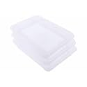 Simply Home Multipurpose Rectangular Small Plastic Trays| Stationary Office Organiser Tray | Strong Plastic Material | Colorful Stackable Storage Trays for Home & Office |Pack of 3 | Transparent
