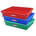 Simply Home Multipurpose Rectangular Small Plastic Trays| Stationary Office Organiser Tray | Strong Plastic Material | Colorful Stackable Storage Trays for Home &amp; Office |Pack of 3 | Red Yellow Blue