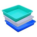 Wonder Exel Small Rectangular Multipurpose Organising &amp; Storage Plastic Tray, Set of 3, Multicolour, Standard (EXCELSMALL) (Mix) (White Green Blue)
