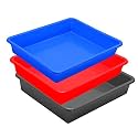 Wonder Exel Small Rectangular Multipurpose Organising &amp; Storage Plastic Tray, Set of 3, Multicolour, Standard (EXCELSMALL) (Mix) (Red Blue Grey)