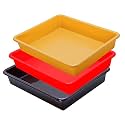 Wonder Exel Small Rectangular Multipurpose Organising &amp; Storage Plastic Tray, Set of 3, Multicolour, Standard (EXCELSMALL) (Mix) (Red Yellow Brown)