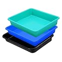 Wonder Exel Small Rectangular Multipurpose Organising &amp; Storage Plastic Tray, Set of 3, Multicolour, Standard (EXCELSMALL) (Mix) (Green Blue Black)