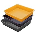 Wonder Exel Small Rectangular Multipurpose Organising &amp; Storage Plastic Tray, Set of 3, Multicolour, Standard (EXCELSMALL) (Mix) (Yellow Brown Grey)