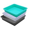Wonder Exel Small Rectangular Multipurpose Organising &amp; Storage Plastic Tray, Set of 3, Multicolour, Standard (EXCELSMALL) (Mix) (White Green Grey)