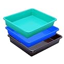 Wonder Exel Small Rectangular Multipurpose Organising &amp; Storage Plastic Tray, Set of 3, Multicolour, Standard (EXCELSMALL) (Mix) (Green Blue Brown)