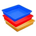 Simply Home Multipurpose Rectangular Small Plastic Trays| Stationary Office Organiser Tray | Strong Plastic Material | Colorful Stackable Storage Trays for Home &amp; Office |Pack of 3 |Red Yellow Blue