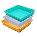 Wonder Exel Small Rectangular Multipurpose Organising &amp; Storage Plastic Tray, Set of 3, Multicolour, Standard (EXCELSMALL) (Mix) (White Green Yellow)