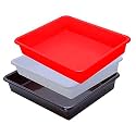 Wonder Exel Small Rectangular Multipurpose Organising &amp; Storage Plastic Tray, Set of 3, Multicolour, Standard (EXCELSMALL) (Mix) (White Red Brown)