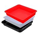 Wonder Exel Small Rectangular Multipurpose Organising &amp; Storage Plastic Tray, Set of 3, Multicolour, Standard (EXCELSMALL) (Mix) (White Red Black)