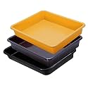 Wonder Exel Small Rectangular Multipurpose Organising &amp; Storage Plastic Tray, Set of 3, Multicolour, Standard (EXCELSMALL) (Mix) (Yellow Brown Black)