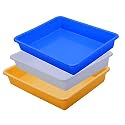 Simply Home Multipurpose Rectangular Small Plastic Trays| Stationary Office Organiser Tray | Strong Plastic Material | Colorful Stackable Storage Trays for Home &amp; Office |Pack of 3 | Red Yellow Blue