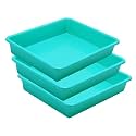 Morvi Multipurpose Rectangular Small Plastic Trays|Stationary Office Organiser Tray|Strong Plastic Material|Colorful Stackable Storage Trays for Home&Office|Pack of 3| Green