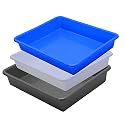 Wonder Exel Small Rectangular Multipurpose Organising &amp; Storage Plastic Tray, Set of 3, Multicolour, Standard (EXCELSMALL) (Mix) (White Blue Grey)