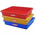 Simply Home Multipurpose Rectangular Small Plastic Trays| Stationary Office Organiser Tray | Strong Plastic Material | Colorful Stackable Storage Trays for Home &amp; Office |Pack of 3 |Red Yellow Blue