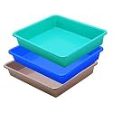Wonder Exel Small Rectangular Multipurpose Organising &amp; Storage Plastic Tray, Set of 3, Multicolour, Standard (EXCELSMALL) (Mix) (Green Blue Choco)