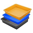 Wonder Exel Small Rectangular Multipurpose Organising &amp; Storage Plastic Tray, Set of 3, Multicolour, Standard (EXCELSMALL) (Mix) (Blue Yellow Grey)