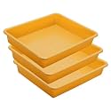 Simply Home Exel 101 Multipurpose Stackable Rectangular Plastic Storage Tray|Home,Kitchen,Office,School,Commercial,Industry,Lab,Hospital,Paper,Desk Organiser|27 X 35 X 7| Set of 3 | Yellow