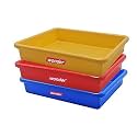 Simply Home Multipurpose Rectangular Small Plastic Trays| Stationary Office Organiser Tray | Strong Plastic Material | Colorful Stackable Storage Trays for Home &amp; Office |Pack of 3 |Red Yellow Blue
