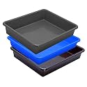 Wonder Exel Small Rectangular Multipurpose Organising &amp; Storage Plastic Tray, Set of 3, Multicolour, Standard (EXCELSMALL) (Mix) (Blue Brown Grey)