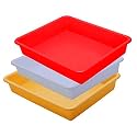 Wonder Exel Small Rectangular Multipurpose Organising &amp; Storage Plastic Tray, Set of 3, Multicolour, Standard (EXCELSMALL) (Mix) (White Red Yellow)