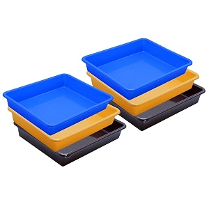 wonder homeware exel small tray heavy quality set of 6 pcs 2 ltr blue yellow color blue yellow brown