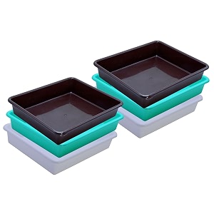 wonder homeware exel small tray heavy quality set of 6 pcs 2 ltr blue yellow color white green brown