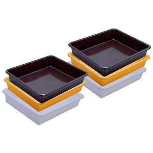 wonder homeware exel small tray heavy quality set of 6 pcs 2 ltr blue yellow color white yellow brown