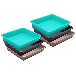 wonder homeware exel small tray heavy quality set of 6 pcs 2 ltr blue yellow color green brown choco