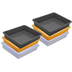 wonder homeware exel small tray heavy quality set of 6 pcs 2 ltr blue yellow color white yellow grey