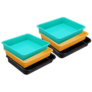wonder homeware exel small tray heavy quality set of 6 pcs 2 ltr blue yellow color green yellow black