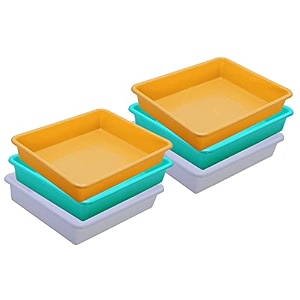 wonder homeware exel small tray heavy quality set of 6 pcs 2 ltr blue yellow color white green yellow
