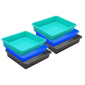 wonder homeware exel small tray heavy quality set of 6 pcs 2 ltr blue yellow color green blue grey