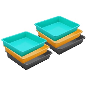 wonder homeware exel small tray heavy quality set of 6 pcs 2 ltr blue yellow color green yellow grey