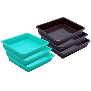 wonder homeware exel small tray heavy quality set of 6 pcs 2 ltr blue yellow color green brown