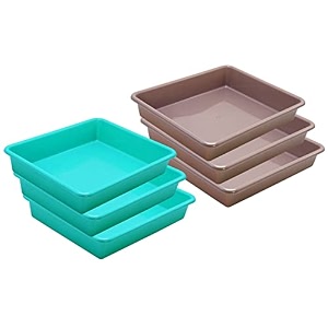 wonder homeware exel small tray heavy quality set of 6 pcs 2 ltr blue yellow color green choco