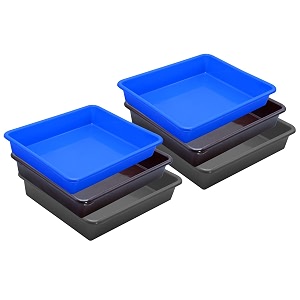 wonder homeware exel small tray heavy quality set of 6 pcs 2 ltr blue yellow color blue brown grey