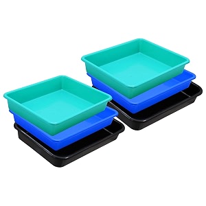 wonder homeware exel small tray heavy quality set of 6 pcs 2 ltr blue yellow color green blue black