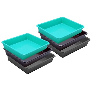 wonder homeware exel small tray heavy quality set of 6 pcs 2 ltr blue yellow color green brown grey