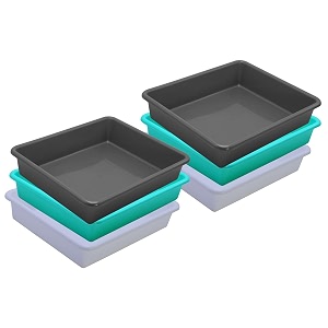 wonder homeware exel small tray heavy quality set of 6 pcs 2 ltr blue yellow color white green grey