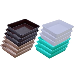 wonder homeware exel small tray heavy quality for homeampstorageorganization set of 12 pcs tray 2 ltr white green brown choco