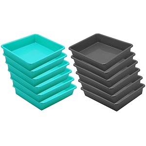 wonder homeware exel small tray heavy quality for homeampstorageorganization set of 12 pcs tray 2 ltr green grey