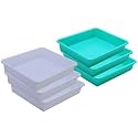 Wonder Homeware Exel Small Tray Heavy Quality, Set of 6 Pcs, 2 LTR, Blue Yellow Color (White Green)