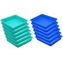 Wonder Homeware Exel Small Tray Heavy Quality, for Home&amp;Storage/Organization, Set of 12 Pcs Tray 2 LTR (Green Blue)