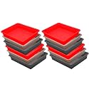 Wonder Homeware Exel Small Tray Heavy Quality, for Home&amp;Storage/Organization, Set of 12 Pcs Tray 2 LTR (RED Choco Grey)
