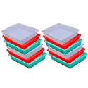 Wonder Homeware Exel Small Tray Heavy Quality, for Home&amp;Storage/Organization, Set of 12 Pcs Tray 2 LTR (White RED Green)