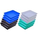 Wonder Homeware Exel Small Tray Heavy Quality, for Home&amp;Storage/Organization, Set of 12 Pcs Tray 2 LTR (White Green Blue Brown)