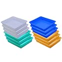 Wonder Homeware Exel Small Tray Heavy Quality, for Home&amp;Storage/Organization, Set of 12 Pcs Tray 2 LTR (White Green Blue Yellow)